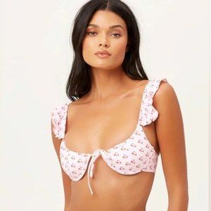 Frankie's Bikinis Pink Floral Bikini Top